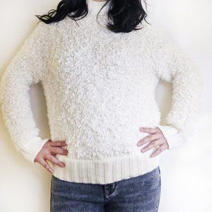 EXPRESS Fuzzy Ribbed Turtleneck Boucle Sweater